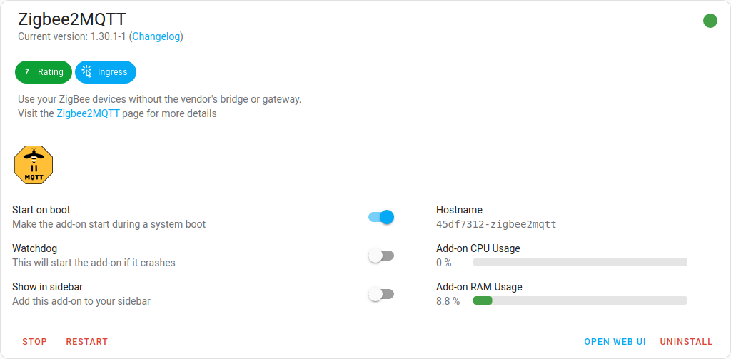 Stop the Zigbee2MQTT add-on